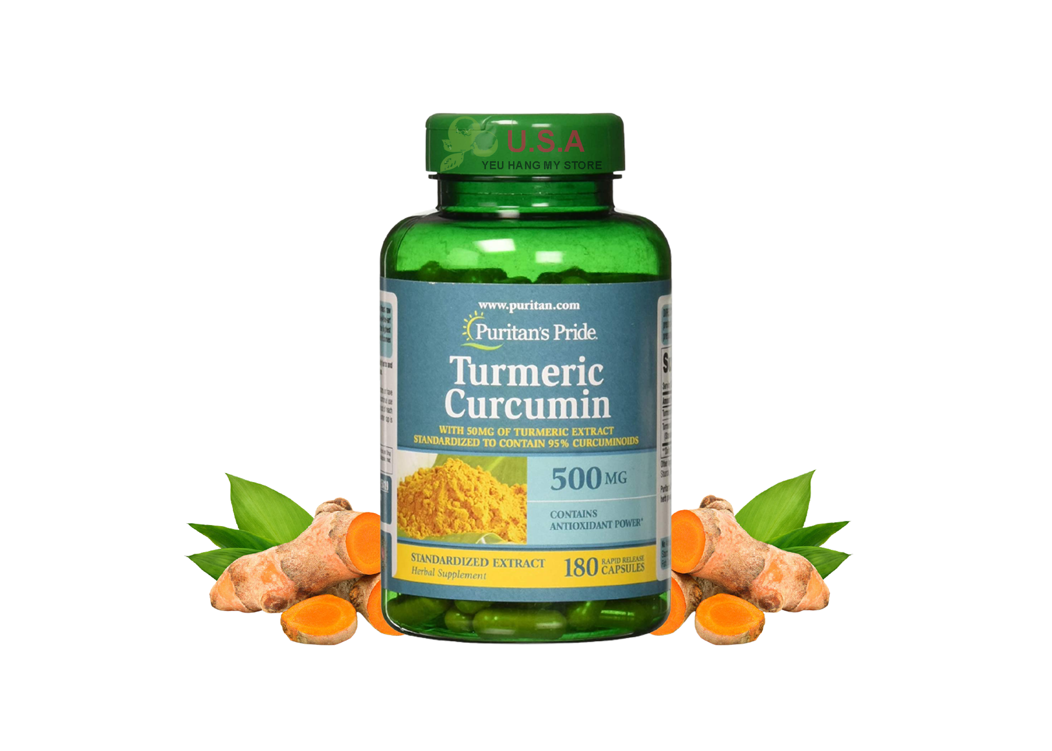 Tinh Chất Nghệ Vàng Puritan's Pride Turmeric Curcumin 500mg 180 Viên